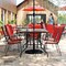 Flash Furniture Brazos 7 Pc Outdoor Patio Dining Set - 55in Tempered Glass Patio Tbl w/Umbrella Hole, 6 Red Chairs TLH-089REC-303CRD6-GG - alternate 7